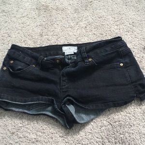 Dark wash low rise jean shorts